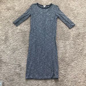 Navy and white midi dress